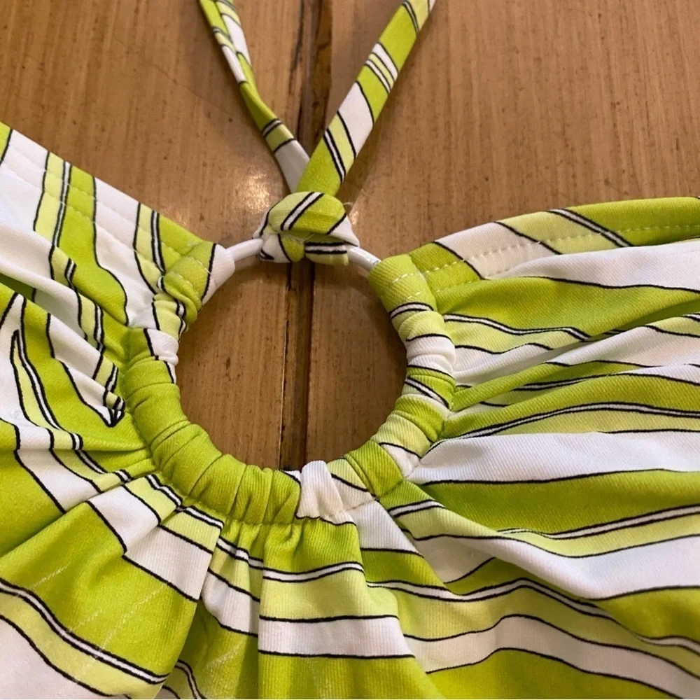 Michael Kors Women’s Tankini Printed O-Ring Halter Style Swimsuit Top New small